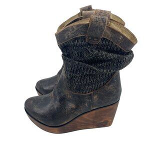 Bed Stu  Size 10 Bruges II Distressed Wedge Booties Slouch Leather Boots Rustic